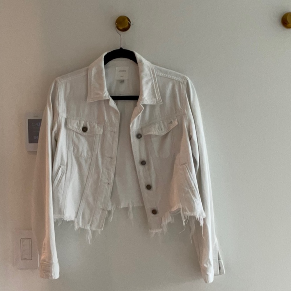 Hidden Jeans White Cropped Jean Jacket Tailored